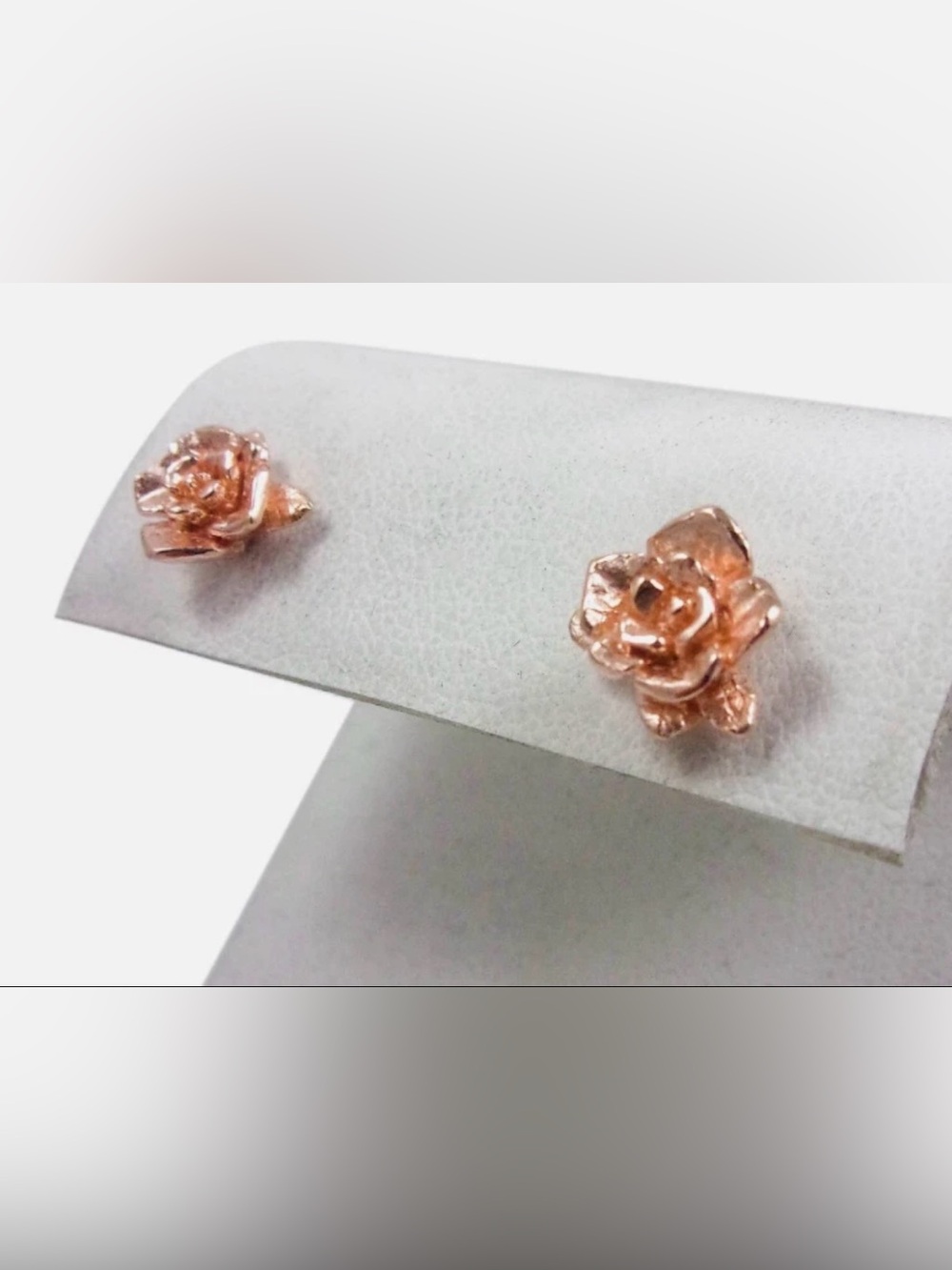 Artisan Rose-Shaped Stud Earrings in Rose Gold